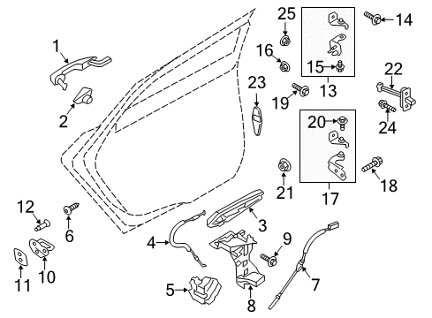 2019 Lincoln MKZ Rear Door - Lock & Hardware Lock Cable Diagram for DP5Z-5440180-A