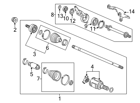 2012 Honda CR-Z Drive Axles - Front Joint Set, Inboard Diagram for 44310-SZT-305