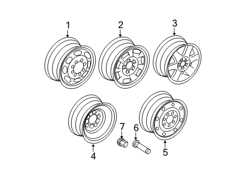 2005 Ford E-150 Club Wagon Wheels Wheel, Steel Diagram for F8UZ-1015-CA