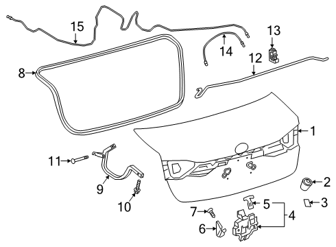 2022 Toyota Corolla Trunk Lid & Components Hinge Diagram for 64503-02220