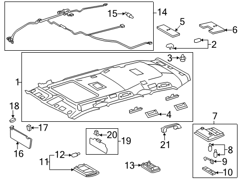 2015 Lexus LX570 Interior Trim - Roof Visor Assy, Center Diagram for 74330-60060-A2