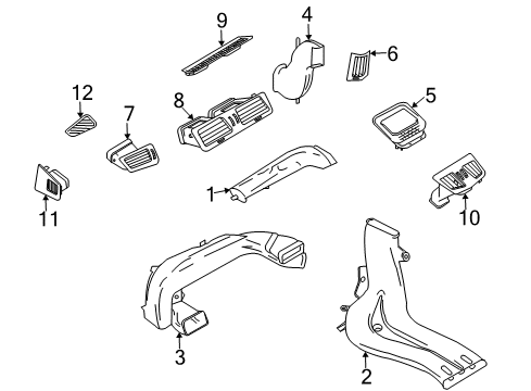 2004 BMW 760Li Air Distribution System Cold Air Duct, Left Diagram for 64228223589