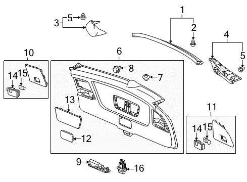 2018 Acura RDX Lift Gate Switch Assembly, Tailgate Smart Lock Diagram for 38369-TX4-A01