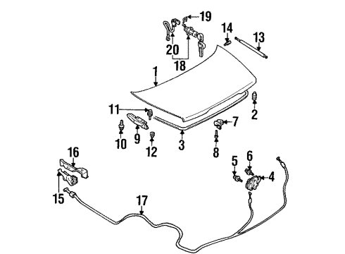 1999 Mitsubishi Eclipse Trunk Bolt Diagram for MF243653