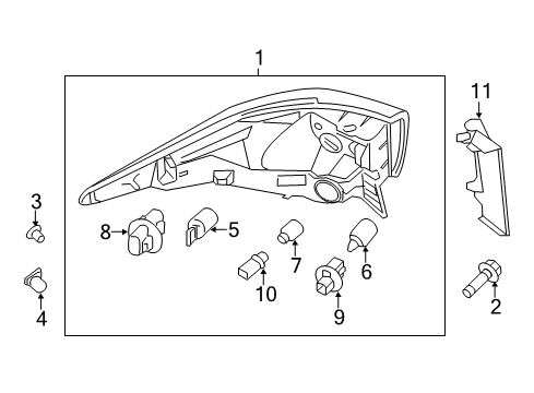 2015 Nissan Pathfinder Bulbs Combination Lamp Assy-Rear, RH Diagram for 26550-3KA0A