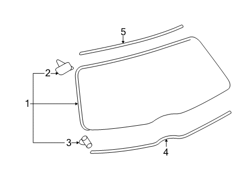 2011 Toyota Yaris Lift Gate - Glass & Hardware Lift Gate Glass Diagram for 68105-52380