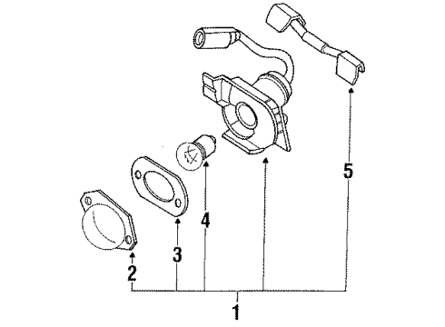 1987 Acura Legend License Lamps Light Assembly, License Diagram for 34100-SD4-A01