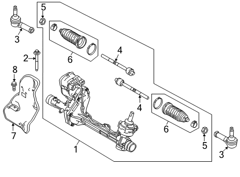 2015 Ford Explorer Steering Column & Wheel, Steering Gear & Linkage Gear Assembly Diagram for EB5Z-3504-Q