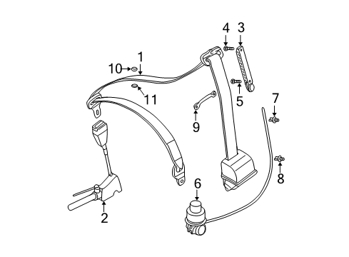 2002 BMW 540i Seat Belt Cable Holder Diagram for 72118177700