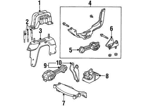2000 Saturn SL Engine & Trans Mounting Torque Strut Bracket Diagram for 21013105
