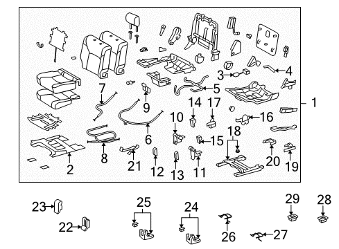 2009 Lexus LX570 Second Row Seats Hinge Sub-Assy, Rear NO.1 Seat, RH Diagram for 71301-60160