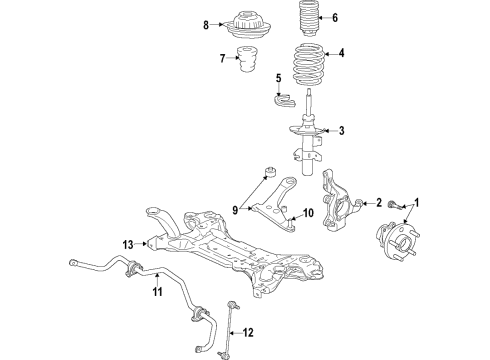 2019 Jeep Renegade Front Suspension Components, Lower Control Arm, Stabilizer Bar STRUT-Front Suspension Diagram for 68462537AA