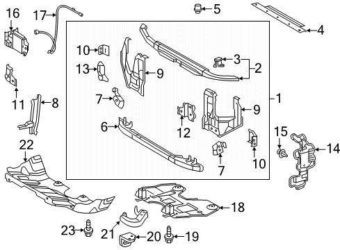 2021 Toyota Tacoma Radiator Support, Splash Shields Side Panel Support Diagram for 53202-04010