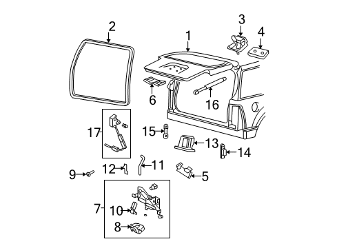 2003 Ford Explorer Gate & Hardware Glass Latch Diagram for 4L2Z-7840860-AA