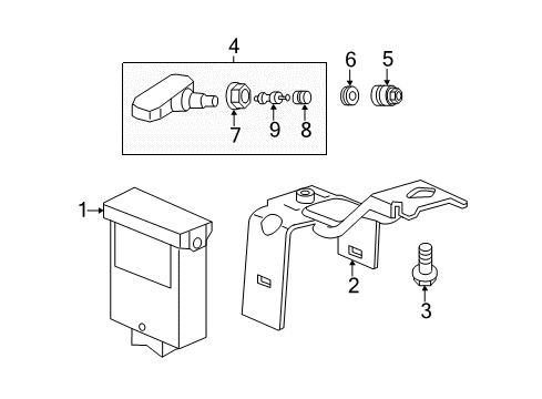 2016 Honda Odyssey Tire Pressure Monitoring Receiver Unit, Tpms Diagram for 39350-TK8-A11