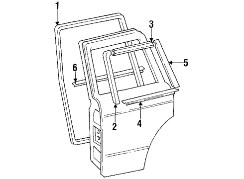 1987 Toyota Land Cruiser Rear Door & Components, Exterior Trim Belt Weatherstrip Diagram for 68180-90A01