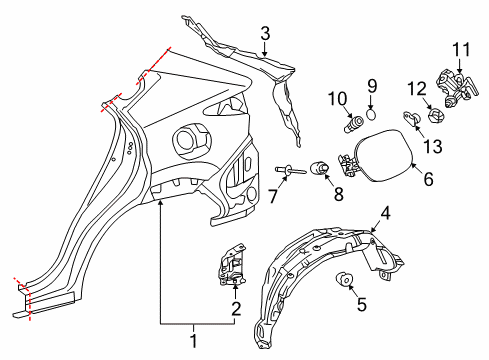 2019 Lexus NX300h Quarter Panel & Components Retainer, Switch Diagram for 84739-78010