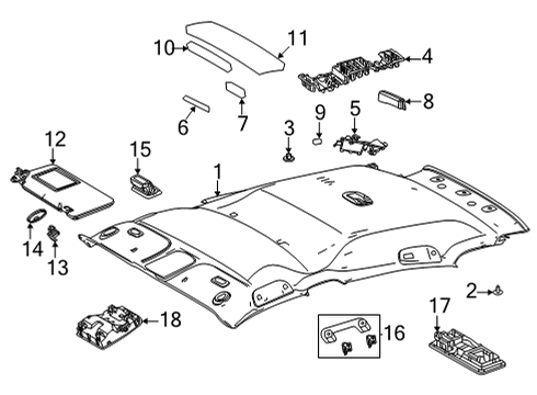 2021 Toyota Venza Interior Trim - Roof Dome Lamp Diagram for 81240-48030-C1