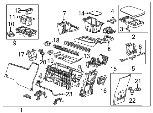 2013 Chevrolet Captiva Sport Center Console Console Assembly Diagram for 22875898