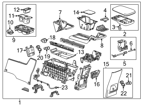 2013 Chevrolet Captiva Sport Center Console Hinge Diagram for 22827092