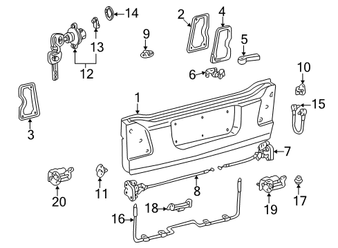 2006 Lexus LX470 Tail Gate - Gate & Hardware Access Cover Seal Diagram for 67685-60020