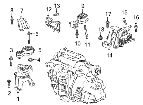 2018 Honda Accord Engine & Trans Mounting Rod, Torque (Upper) Diagram for 50880-TVC-A21