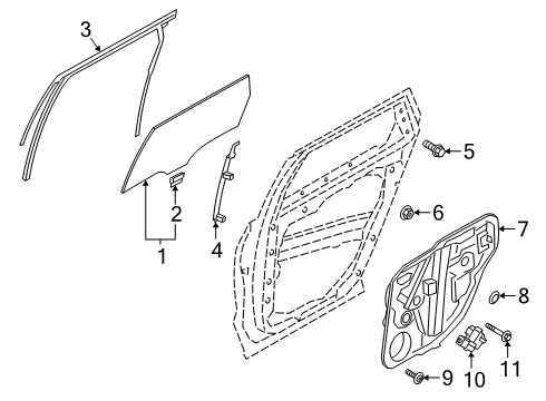 2022 Hyundai Palisade Rear Door Channel Assembly-Rear Door Rear, LH Diagram for 83550-S8000