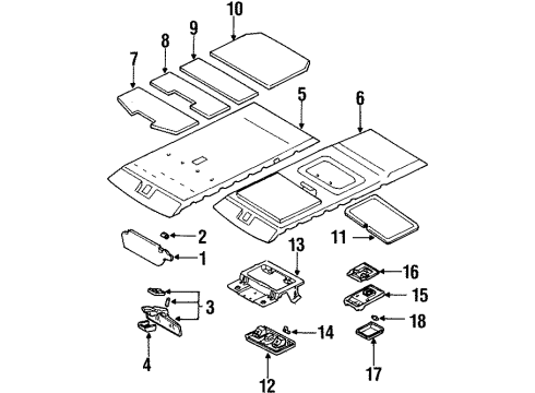 1993 Isuzu Trooper Interior Trim - Roof Cover, Mirror (Light Gray) Diagram for 8-97157-112-0