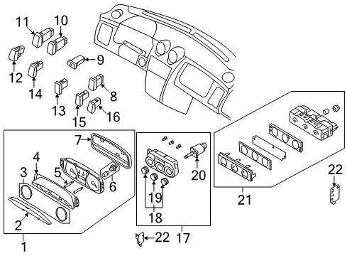 2007 Hyundai Tiburon Cluster & Switches Unit Assembly-Multi Gauge Diagram for 94320-2C300