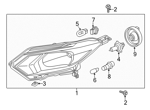 2016 Honda HR-V Bulbs Headlight Assembly, Passenger Side Diagram for 33100-T7S-A01