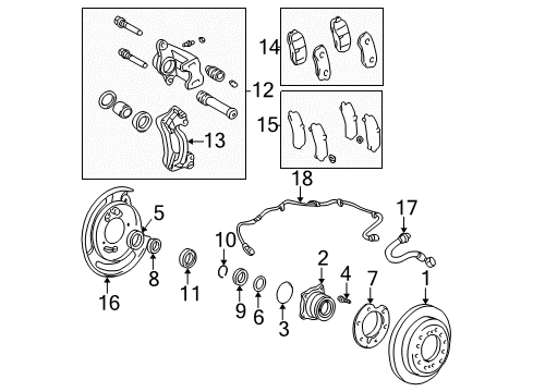 2007 Toyota Sequoia Rear Brakes Insulator Kit Diagram for 04946-30100