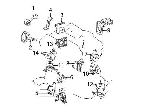 2001 Toyota Highlander Engine & Trans Mounting Bracket, Engine Mounting, RH(For Transverse Engine) Diagram for 12315-20030