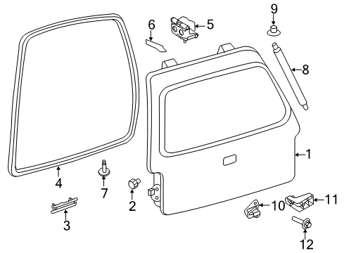 2010 Lincoln Navigator Gate & Hardware Lift Gate Diagram for 9L7Z-7840010-A