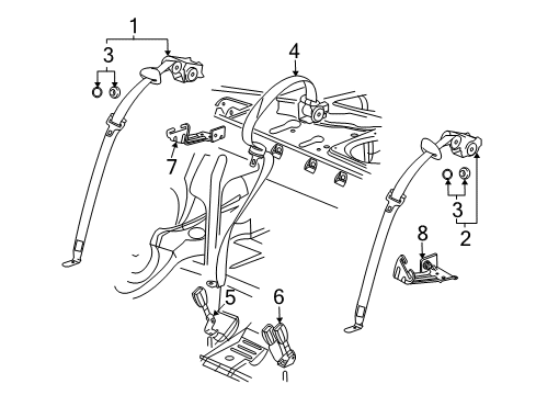 2012 Cadillac CTS Seat Belt Belt & Retractor Stop Diagram for 19121446