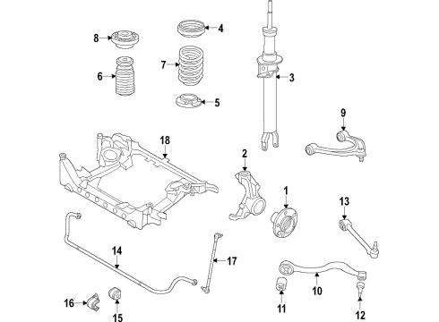 2017 BMW 530i Front Suspension Components, Lower Control Arm, Upper Control Arm, Ride Control, Stabilizer Bar Stabilizer Front With Rubber Mounting Diagram for 31356791925