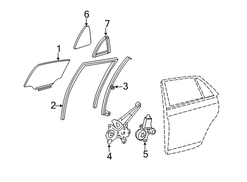 2009 Toyota Avalon Rear Door Glass Weatherstrip Diagram for 68189-07010