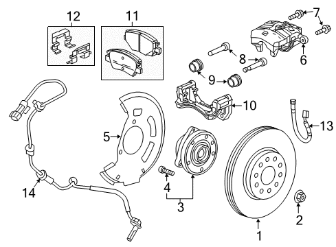 2016 Chevrolet Volt Front Brakes Front Speed Sensor Diagram for 39124497