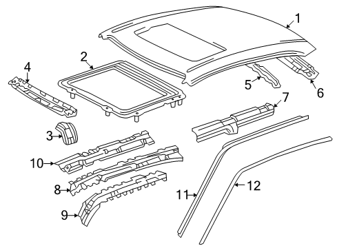 1999 Toyota Corolla Roof & Components, Exterior Trim Drip Channel Diagram for 61266-12230