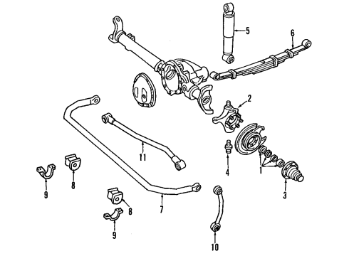 1985 Jeep Scrambler Front Suspension Components, Lower Control Arm, Stabilizer Bar Bearing Diagram for J5356661