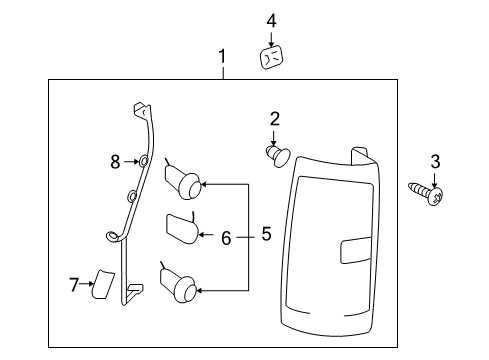 2009 GMC Yukon Bulbs Combo Lamp Assembly Diagram for 25975977