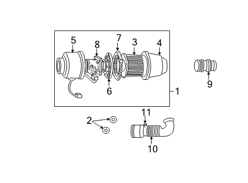 2004 Ford F-150 Heritage Air Intake Air Cleaner Assembly Diagram for AU2Z-9600-ARM