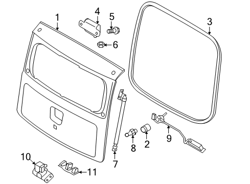 2012 Kia Soul Lift Gate Weatherstrip-Tail Gate Opening Diagram for 873212K000