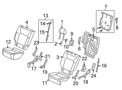 2016 Honda Pilot Second Row Seats Pad, R. Middle Seat Cushion Diagram for 81337-TG7-A01