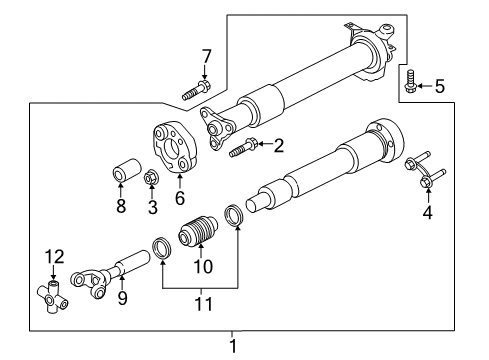 2016 Ford Mustang Drive Shaft - Rear Drive Shaft Assembly Front Bolt Diagram for -W500544-S439