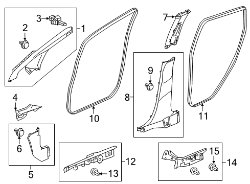 2015 Honda Fit Interior Trim - Pillars, Rocker & Floor Garnish Assy., R. FR. Pillar *NH882L* (PLATINUM GRAY) Diagram for 84101-T5R-A11ZA