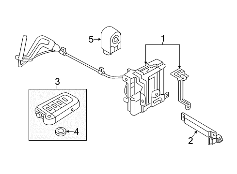 2013 Hyundai Elantra GT Keyless Entry Components Keyless Entry-Key Fob Remote Transmitter Diagram for 95440-A5300-4X