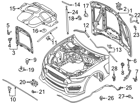 2021 Ford Mustang Hood & Components Upper Tie Bar Nut Diagram for -W715900-S450B