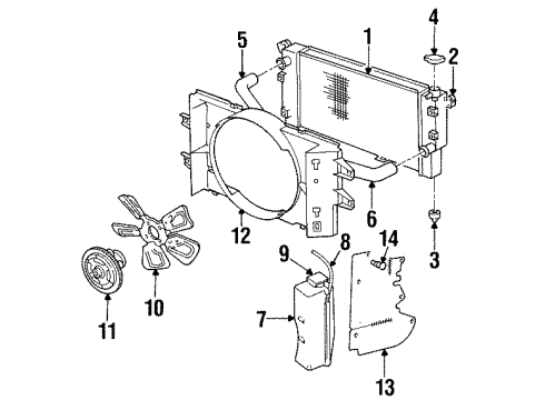 1994 Dodge Ram 1500 Radiator & Components, Cooling Fan Engine Cooling Radiator Diagram for 52028057AE