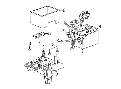 2002 Jeep Liberty Powertrain Control Bracket-Battery Hold Down Diagram for 55136959AC