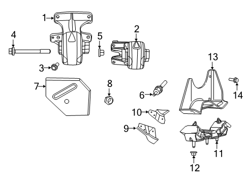 2022 Ram 1500 Automatic Transmission Bracket-Engine Mount Diagram for 68291383AB